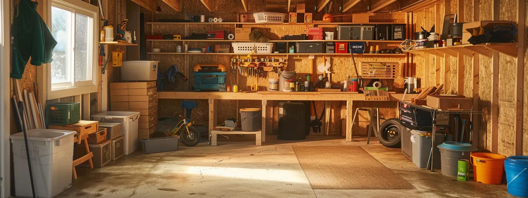 a dynamic, brightly lit basement workshop captures a homeowner actively applying budget-friendly waterproofing techniques, surrounded by tools and materials like sealants and paint, reflecting a hands-on approach to moisture control in a cozy milwaukee setting.