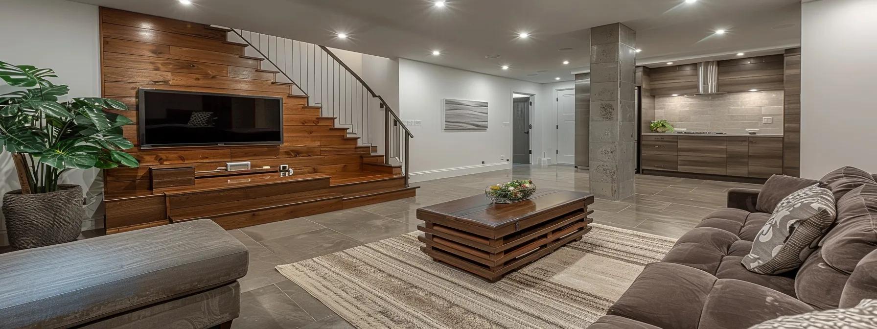 a modern milwaukee basement, featuring sleek waterproofing technology and gleaming finished walls, embodies the transformative benefits of investing in long-term property value and savings.